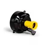 Black Plastic Camco Sewer Hose Rinse Cap 39533 - Front View | United RV Parts