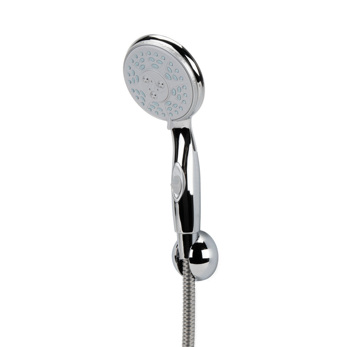 Chrome Handheld RV Shower Head Kit with Flex Hose and Wall Mount - Side View | United RV Parts