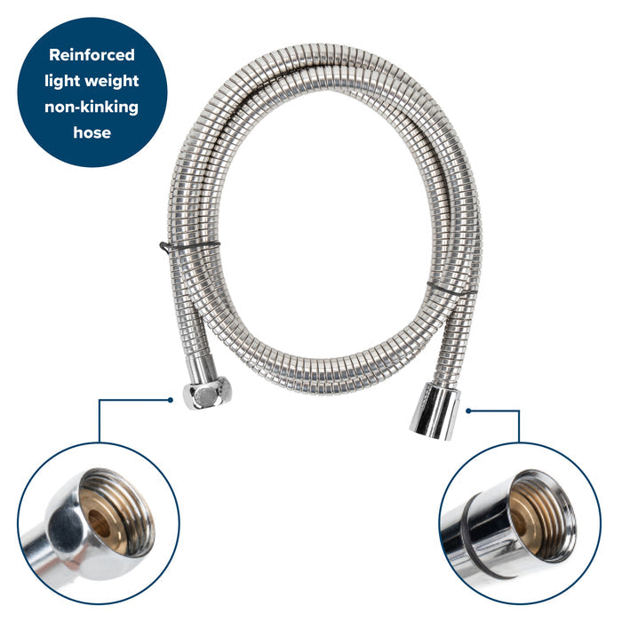 Chrome RV Shower Hose 60-Inch Reinforced Non-Kinking Flex Hose with Connector Detail | United RV Parts
