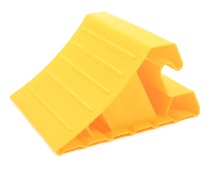 Yellow Plastic Camco Super Wheel Chock - Side View | United RV Parts