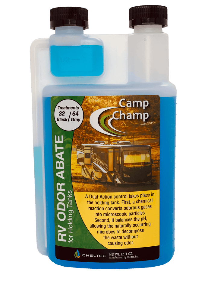 Blue Camp Champ Odor Abate RV Black Gray Water Tank Treatment 32oz Bottle - Front View | United RV Parts