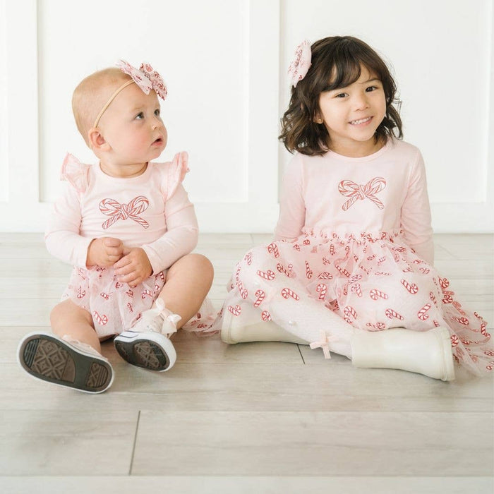Candy Cane Confetti Long Sleeve Tutu Bodysuit