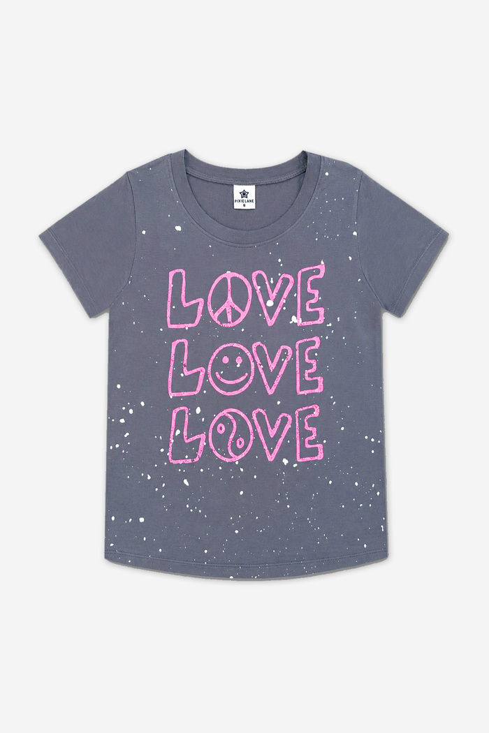 Charcoal Pink Love Splatter Modal Tee