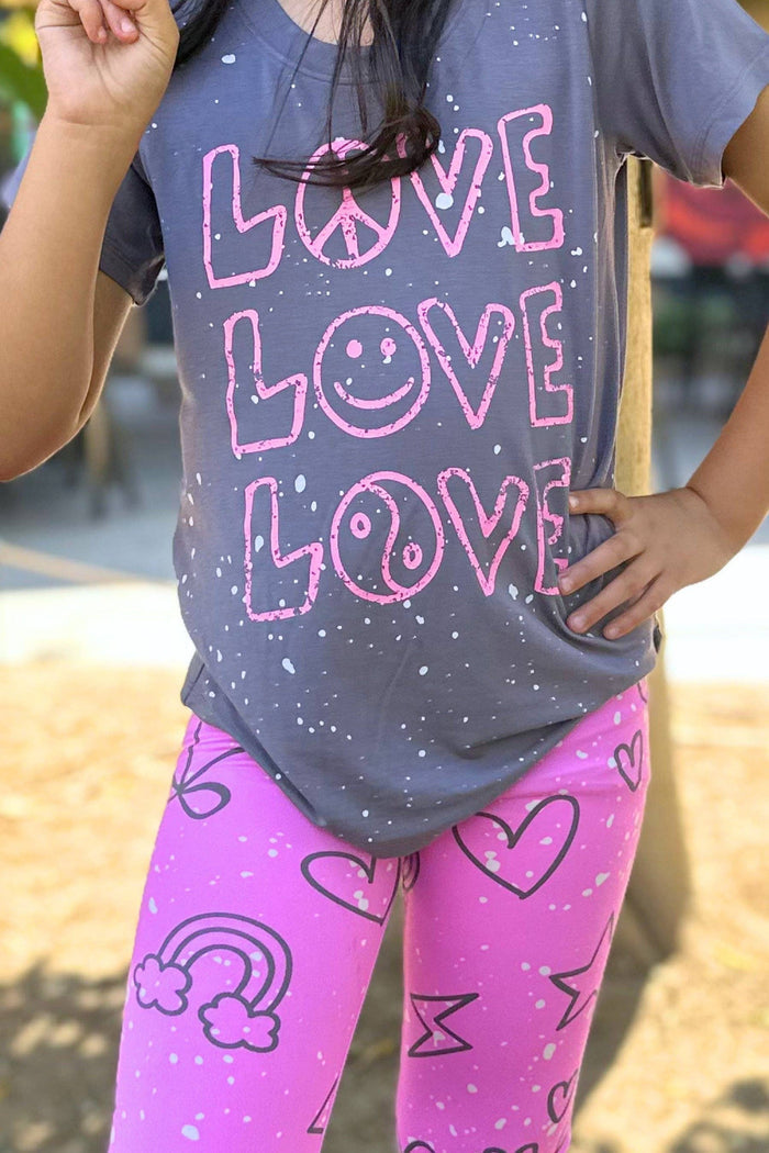 Charcoal Pink Love Splatter Modal Tee