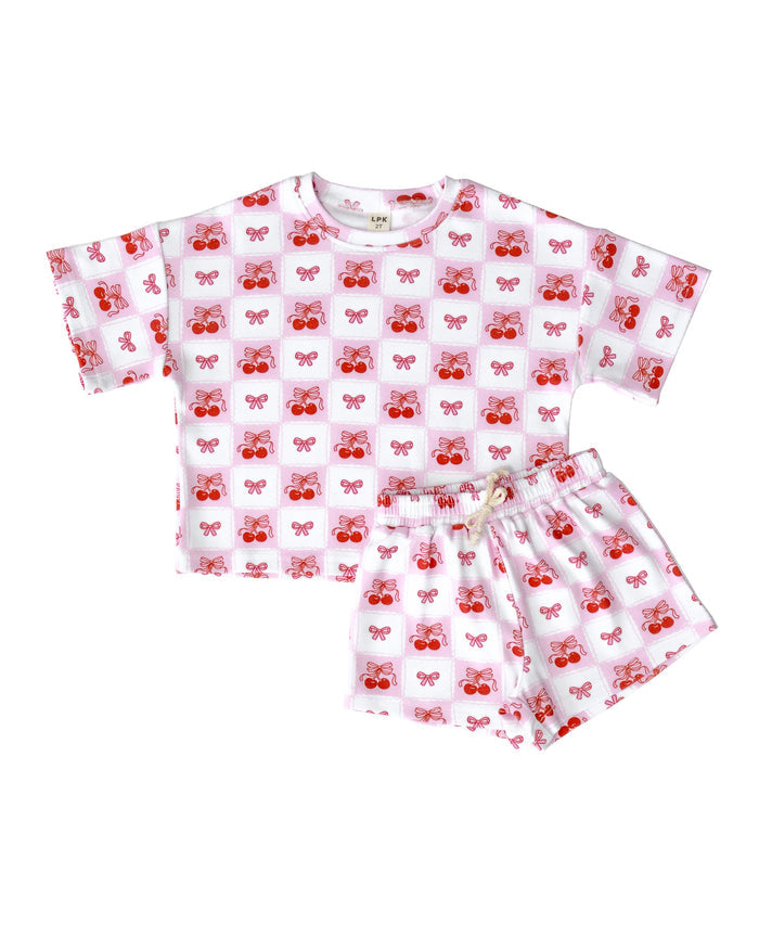Checkered Cherry Shorts Set
