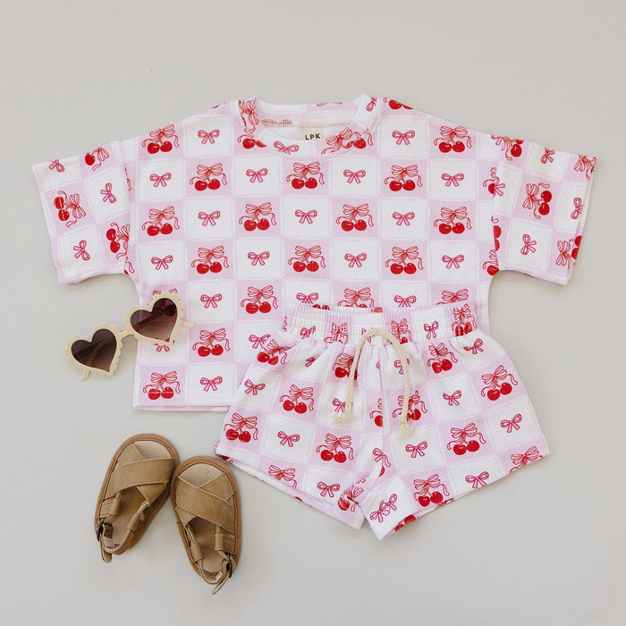 Checkered Cherry Shorts Set