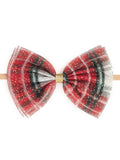 Christmas Plaid Tulle Bow Baby Headband