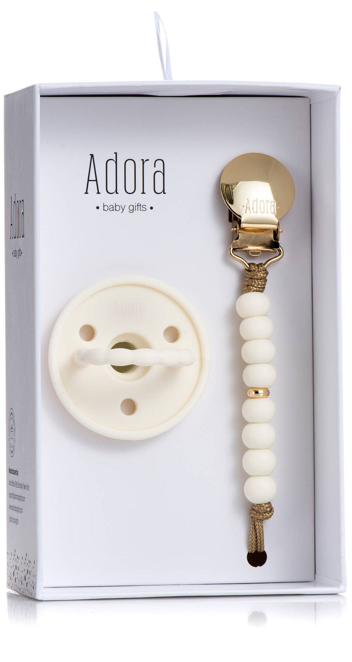 Classic Vanilla Gold Ombre Pacifier Clip Set