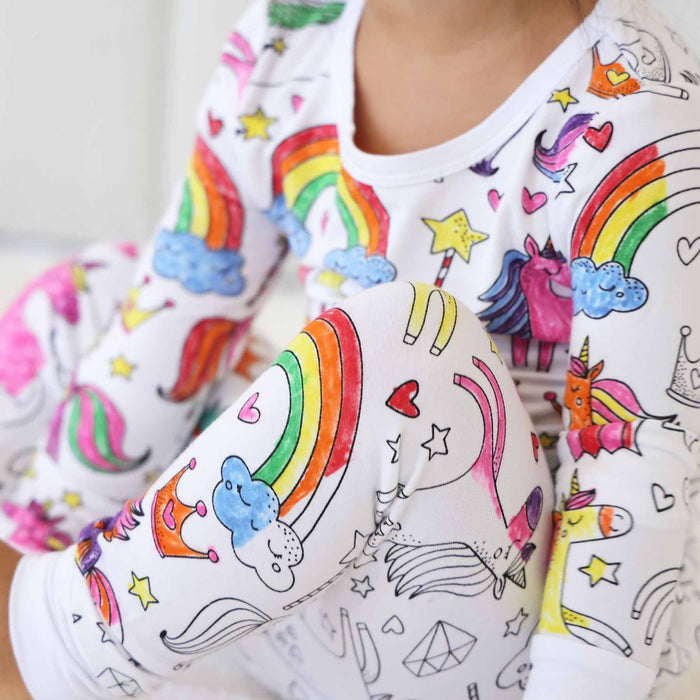 Colorable Enchanted Unicorns Pajama Set