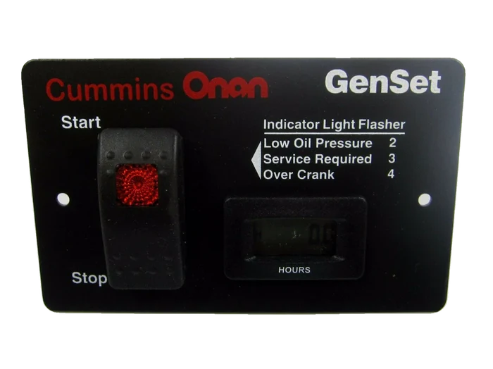 Black Cummins Onan GenSet Control Panel 028-00022 Digital Hour Meter - Front View | United RV Parts