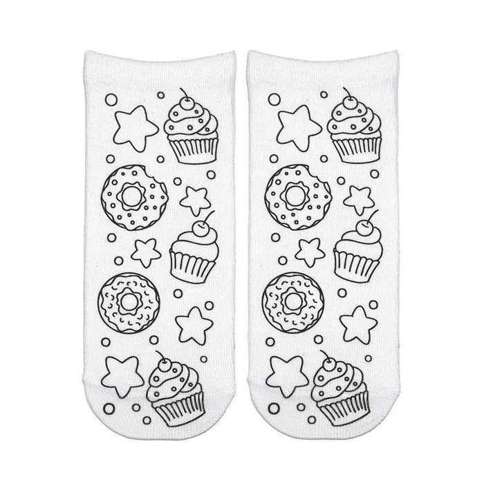 Cupcakes & Donuts Coloring Socks