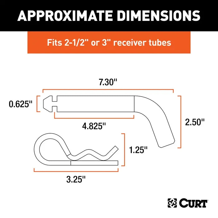 Curt 21506 Hitch Pin Dimensions Diagram - Specifications | United RV Parts
