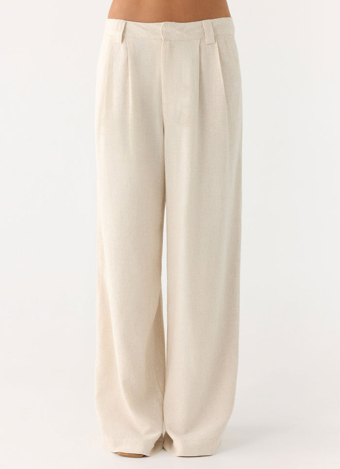 Delong Low Rise Linen Pants - Oatmeal