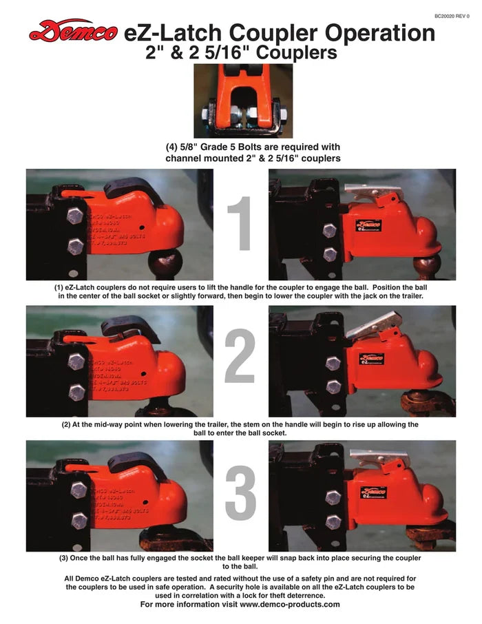 Demco EZ-Latch Coupler Operation Instructions - Installation Guide | United RV Parts
