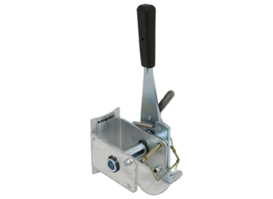 Silver Steel Demco 5432 Left Winch Assembly - Front View | United RV Parts