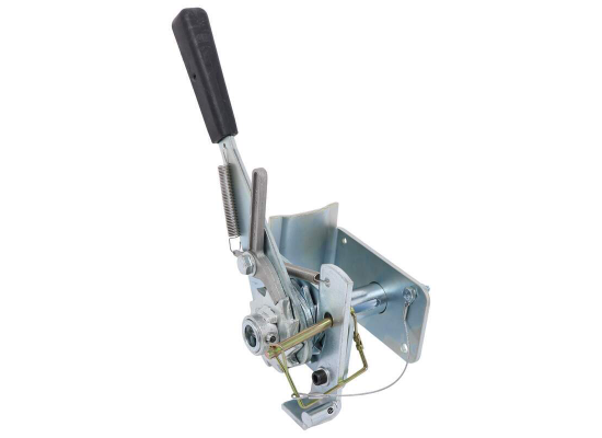 Silver Steel Demco 5433 Right Winch Assembly - Front Angle | United RV Parts