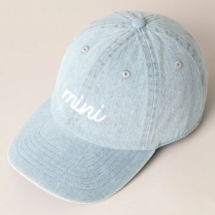 Denim Embroidered 'Mini' Hat