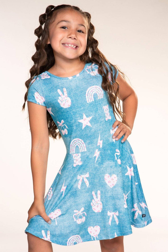 Denim Ivory Floral Simply Soft S/S Skater Dress