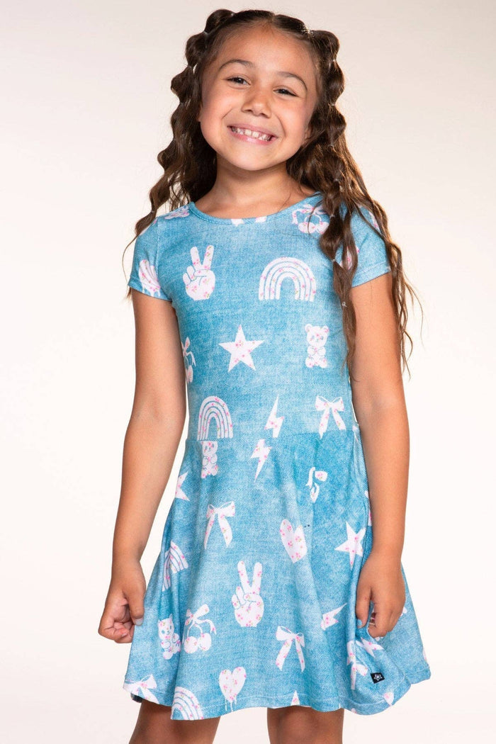 Denim Ivory Floral Simply Soft S/S Skater Dress