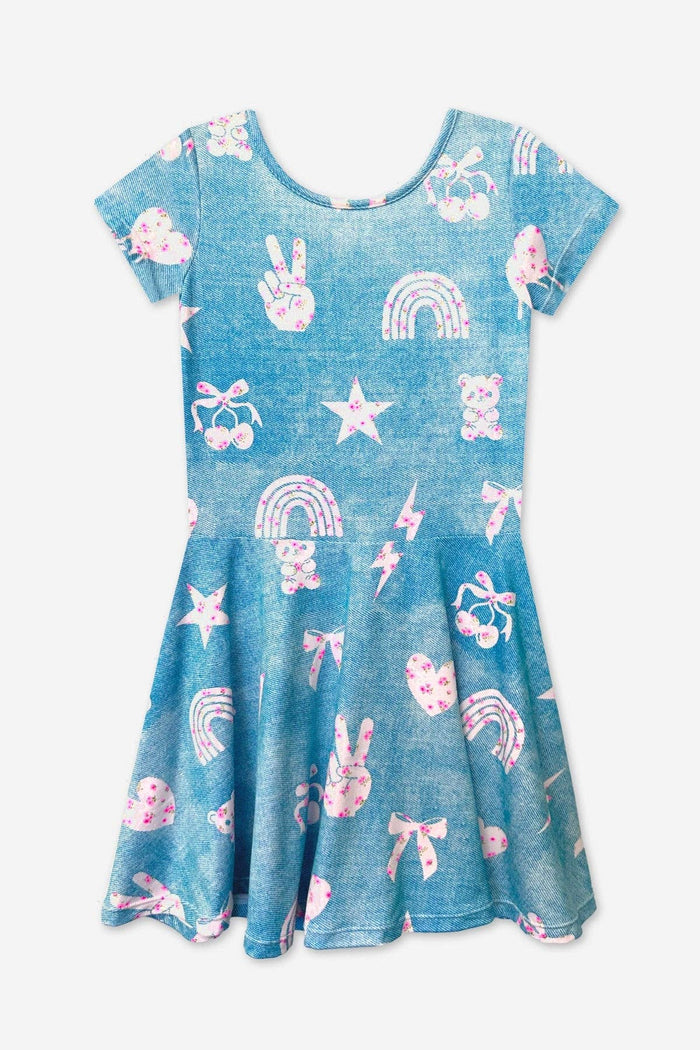 Denim Ivory Floral Simply Soft S/S Skater Dress