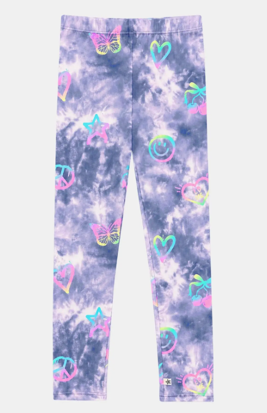 Denim Tie Dye Graffiti Elements Simply Soft Long Legging
