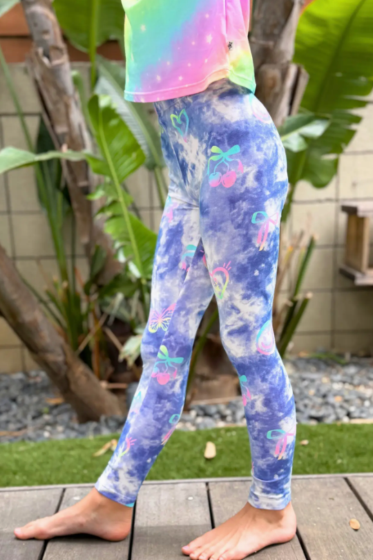 Denim Tie Dye Graffiti Elements Simply Soft Long Legging