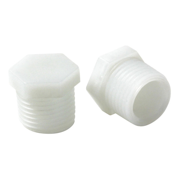 White Plastic Dometic Atwood Water Heater Drain Plugs 91857 - Side View | United RV Parts