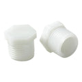 White Plastic Dometic Atwood Water Heater Drain Plugs 91857 - Side View | United RV Parts