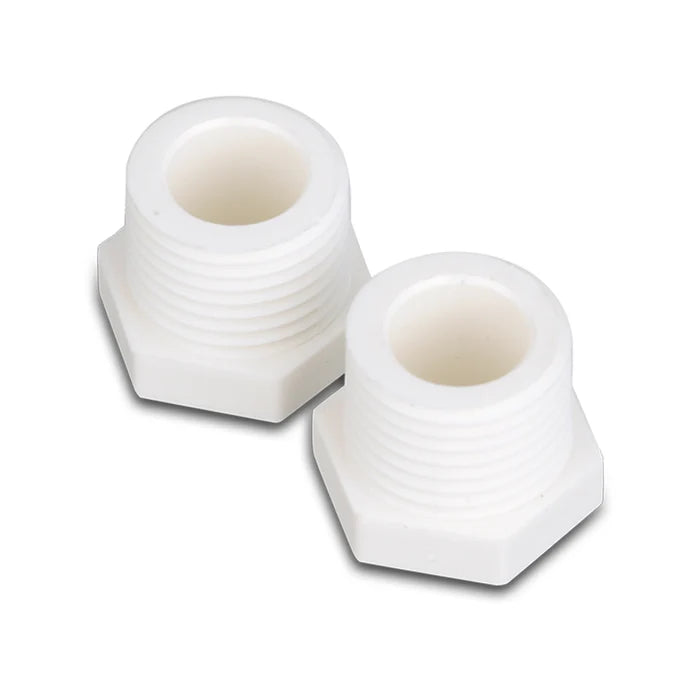 White NPT Thread RV Water Heater Drain Plugs - Angled Detail View | United RV Parts