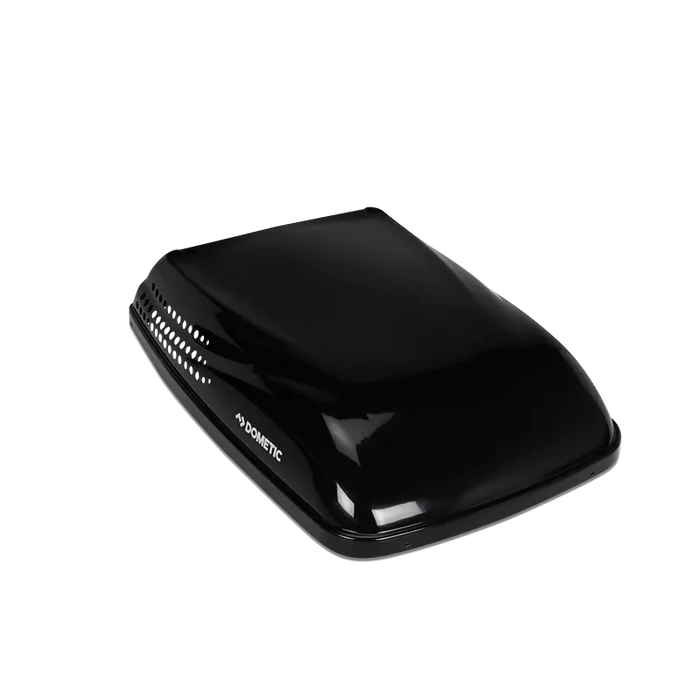 Black Dometic Penguin II RV Air Conditioner Shroud 3314471.003 - Angled View | United RV Parts