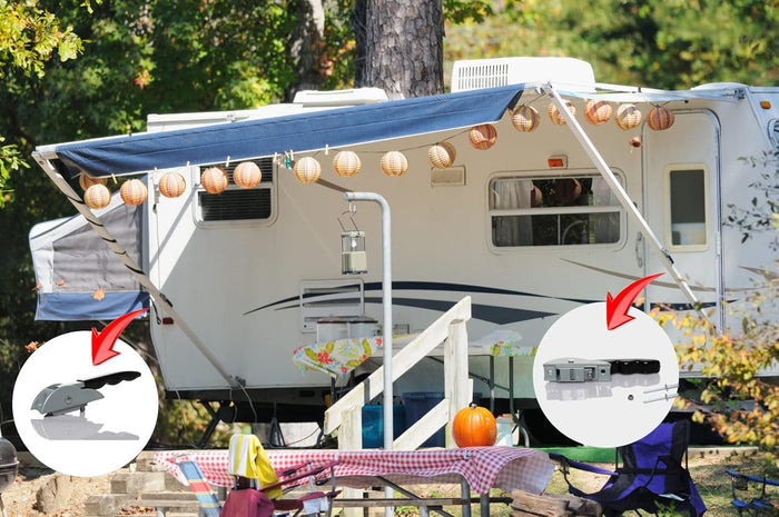 RV Awning with Handle in Use - Outdoor Setup | United RV Parts