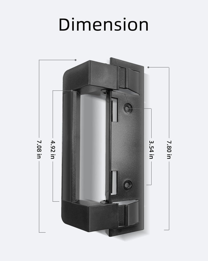 Black Dometic Refrigerator Door Handle - 3D View with Dimensions Labeled | United RV Parts