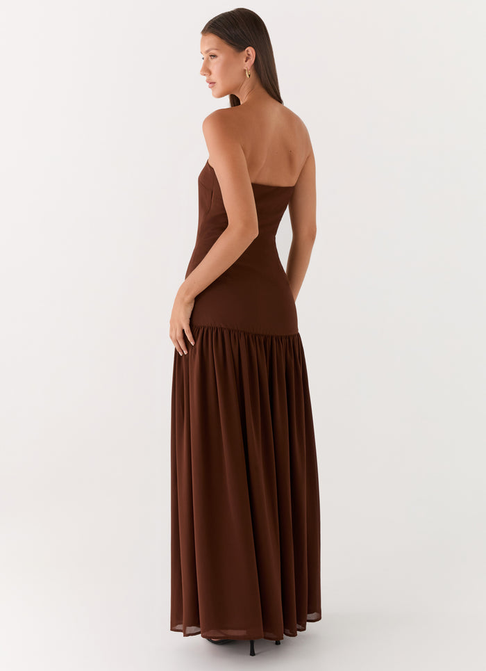 Eden Strapless Maxi Dress - Brown
