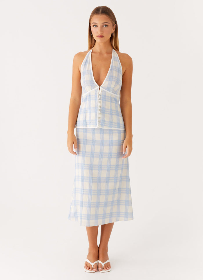 Esther Top - Blue Check Seersucker