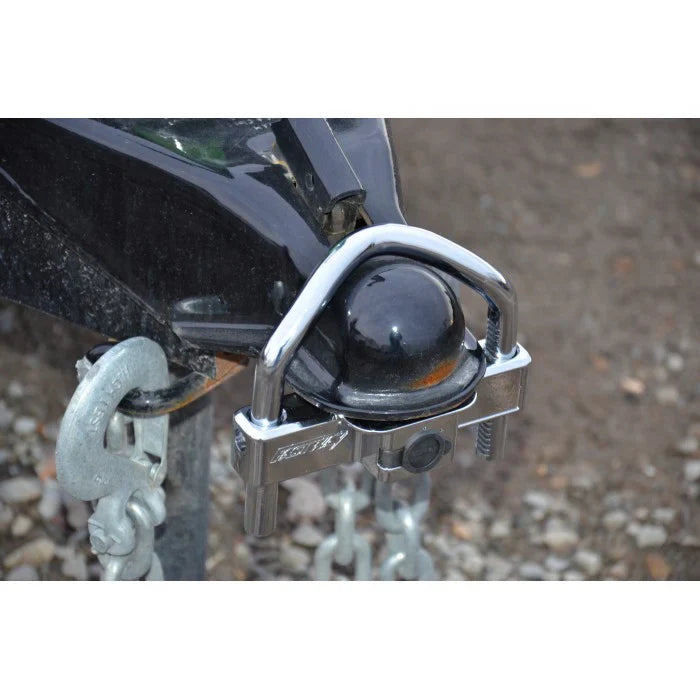 Fastway Trailer Hitch Coupler Lock Installed on Trailer Ball - In-Use Detail | United RV Parts