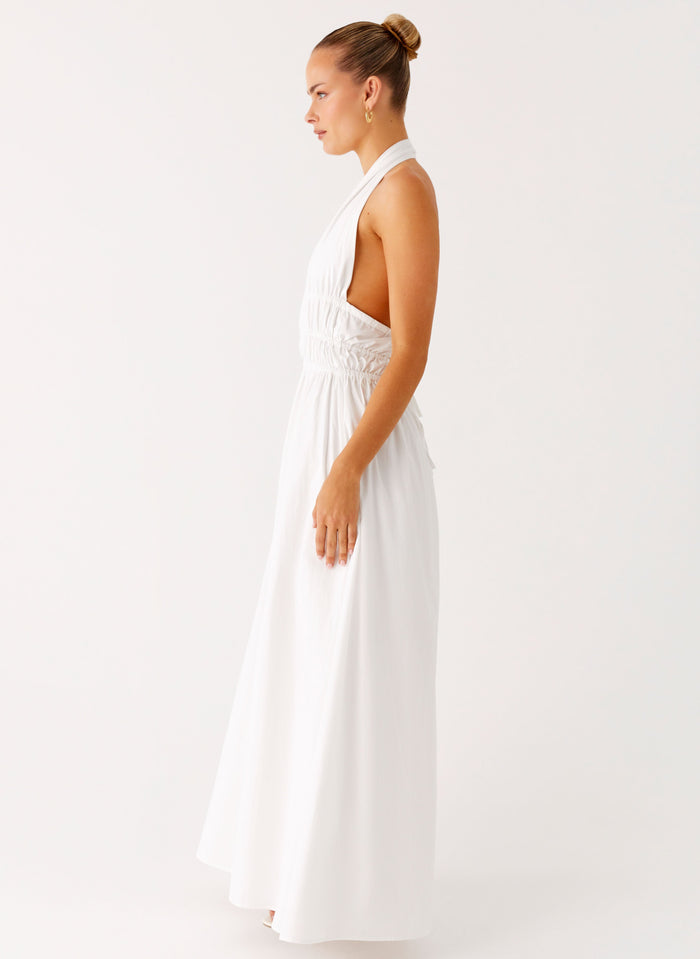 Figaro Halter Maxi Dress - White