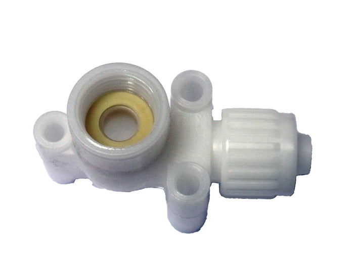 White Plastic Drop Ear Elbow 1/2 Inch PEX Fitting - Side View | United RV Parts