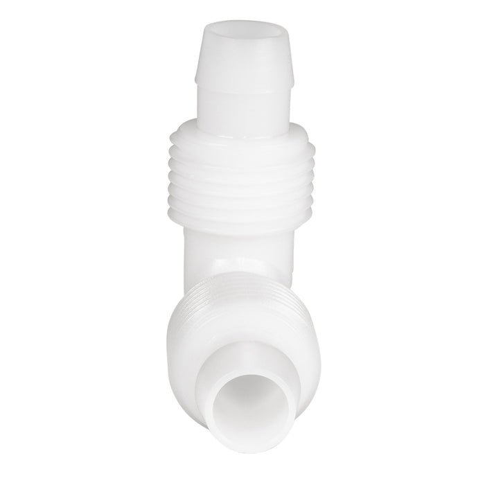 White Plastic Flair-It 1/2" PEX Elbow Coupler 06800 Open Ports - Front View | United RV Parts