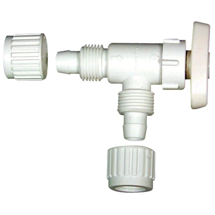 White Plastic Flair-It 90 Degree Stop Valve - Exploded View | United RV Parts