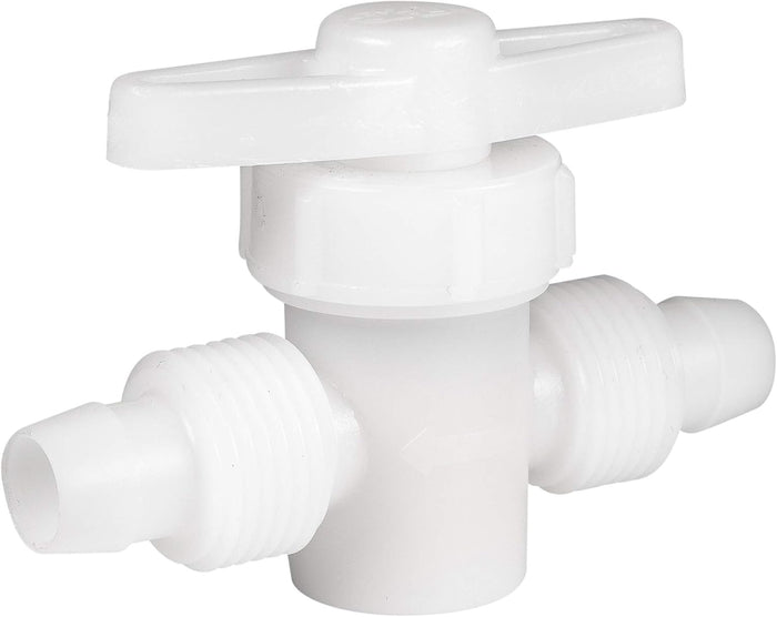 White Plastic PEX Straight Stop Valve - Left Side Angle | United RV Parts