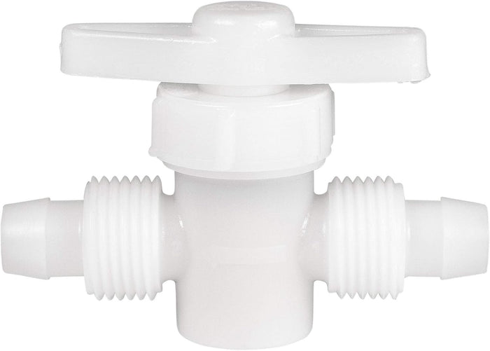 White Plastic Straight Stop Valve - Front View with Threading Detail | United RV Parts