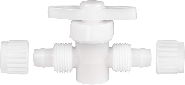 White Plastic PEX Stop Valve - Angled View with Components Separated | United RV Parts