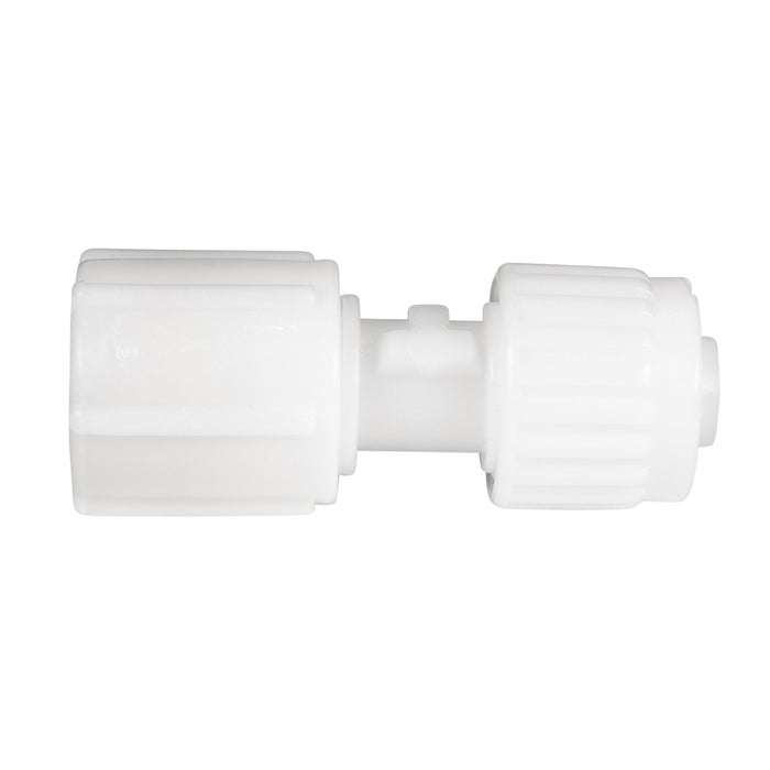 White Plastic Flair-It 1/2" x 1/2" FPT Swivel Coupling 06873 - Direct Side View | United RV Parts