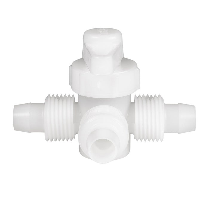 White Flair-It 3-Way PEX Valve - Top View No Caps | United RV Parts