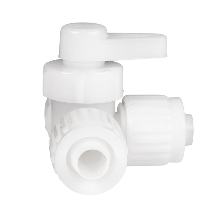 White PEX 3-Way Valve - Side Profile with Cap | United RV Parts
