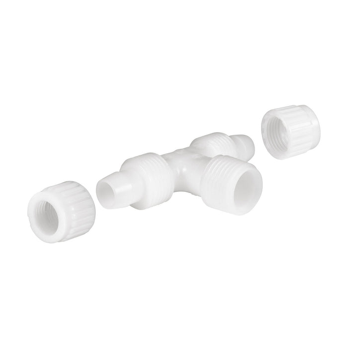 White Flair-It Male Tee 06822 RV Fitting Caps Separated Exploded View | United RV Parts