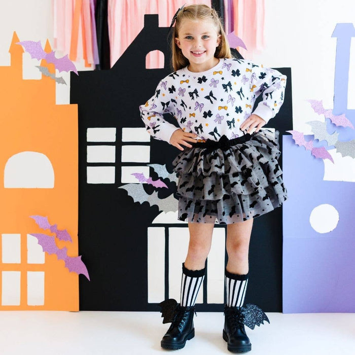 Flocked Bats Bow Tiered Tutu