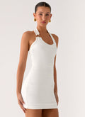 Gloves Up Halter Mini Dress - White