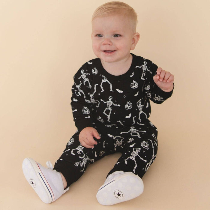 Glow In The Dark Silly Skelly Long Sleeve Romper