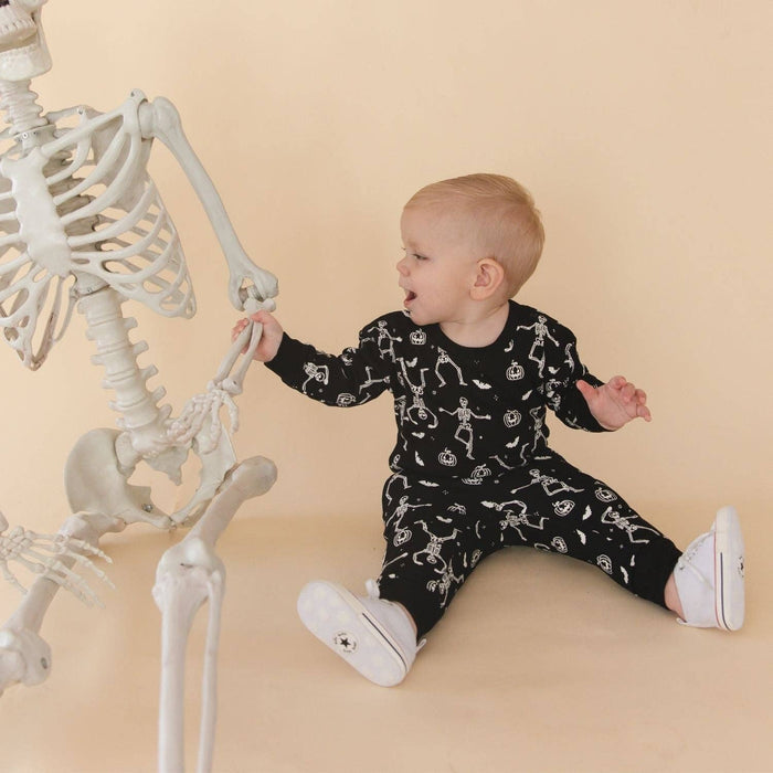 Glow In The Dark Silly Skelly Long Sleeve Romper